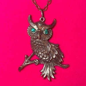 Vintage 70s Owl Pendant Necklace